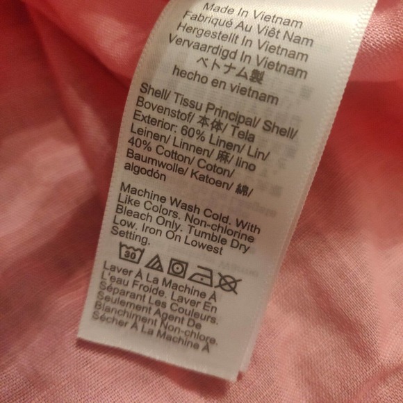 J.Crew Linen Blend Blouse Long Sleeve Size M Pink Collared - Picture 6 of 6